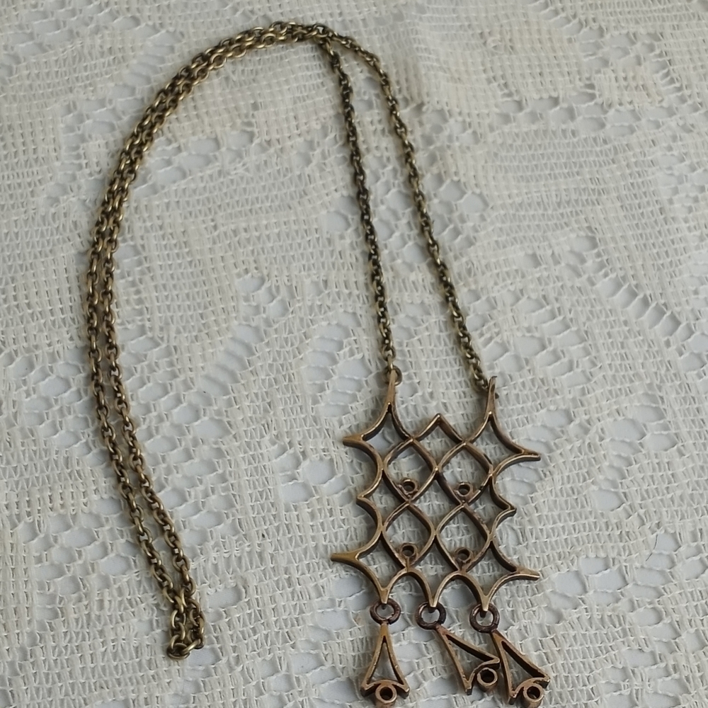 Bronze Pennti Sarpeneva Finnish Modernist Geometric Necklace Vintage 1960s 70s